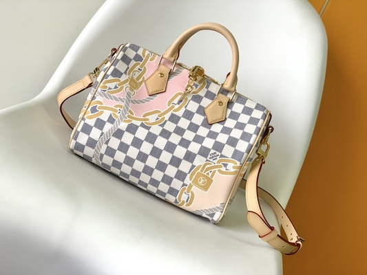 Lona revestida Louis Vuitton Damier Azur rápido 25 M46390