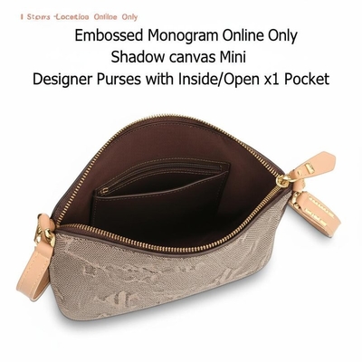Ubicación de la tienda en línea Solo monograma en relieve tela de sombra Mini bolsos de diseño con interior / bolsillo abierto x1