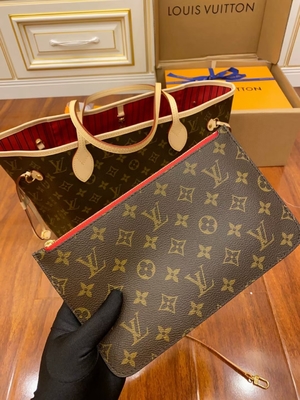 Cuero de categoría A italiano rosado de Neverfull milímetro de la lona del monograma de Louis Vuitton Designer Monogram Bag