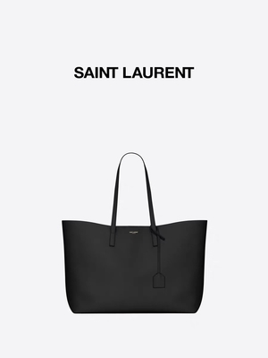 1.4lb texturizó a las señoras calificadas de cuero bolso de la piel de becerro de YVES SAINT LAURENT del negro del bolso Este-Oeste