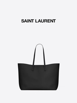 1.4lb texturizó a las señoras calificadas de cuero bolso de la piel de becerro de YVES SAINT LAURENT del negro del bolso Este-Oeste