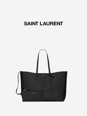 1.4lb texturizó a las señoras calificadas de cuero bolso de la piel de becerro de YVES SAINT LAURENT del negro del bolso Este-Oeste