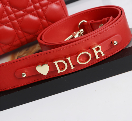 Señora Red Lambskin My Abcdior Dior Cannage Shoulder Bag D6806