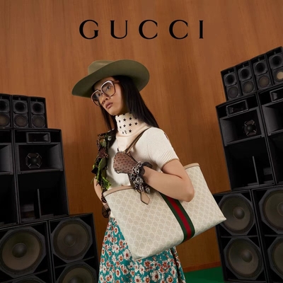 Bolso calificado ajustable Gucci medio Ophidia Tote White For Woman