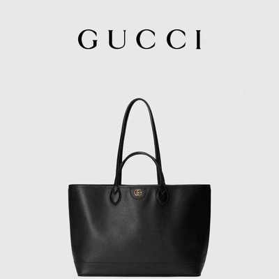GUCCI Ophidia calificó el bolso pequeño negro de cuero granuloso medio