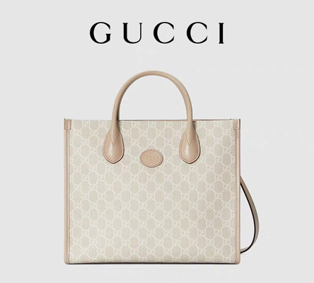 Pequeño bolso supremo Tote With Interlocking G de la lona de Gucci