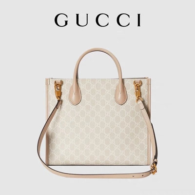 Pequeño bolso supremo Tote With Interlocking G de la lona de Gucci