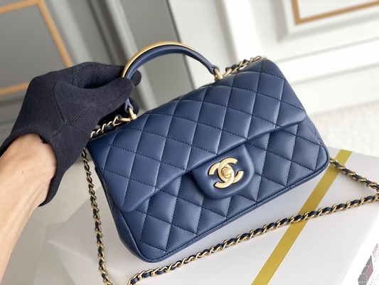 Pequeños piel de becerro y oro granulosos Tone Metal de Chanel Branded Ladies Handbag Caviar