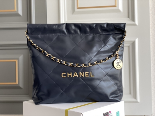 marina de guerra Chanel 22&quot; de la piel de becerro 22S ODM del bolso del bolso de basura pequeño”