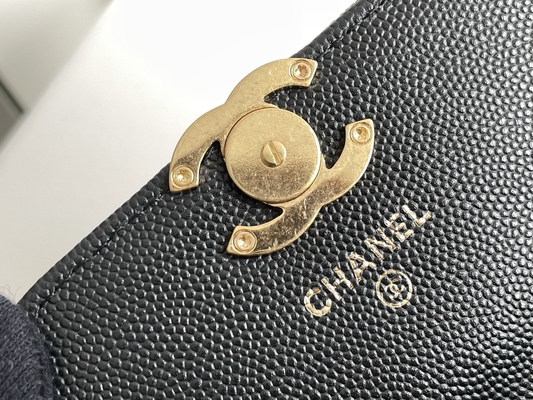 Bolso de cuero clásico AP3020 de Chanel 2way de grano del doble C del oro