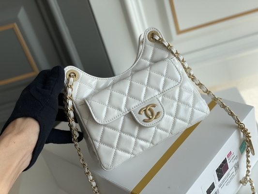 La piel de becerro blanca clásica Preloved calificó la cadena Chanel del bolso 2023 bolsos de la travesía