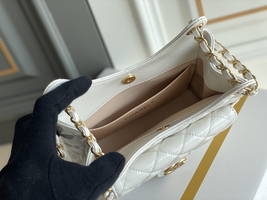 La piel de becerro blanca clásica Preloved calificó la cadena Chanel del bolso 2023 bolsos de la travesía