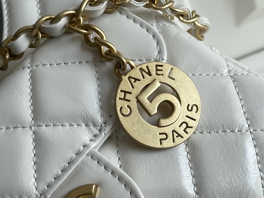 La piel de becerro blanca clásica Preloved calificó la cadena Chanel del bolso 2023 bolsos de la travesía