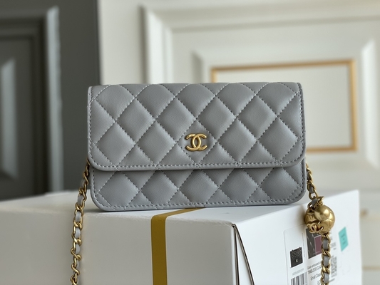 Cartera negra de los bolsos del embrague del WOC de Mini Coco Chanel en una cadena CF20