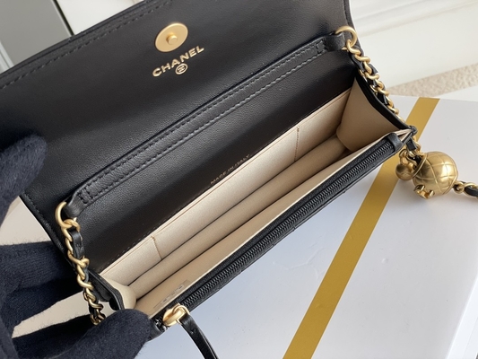 Cartera negra de los bolsos del embrague del WOC de Mini Coco Chanel en una cadena CF20