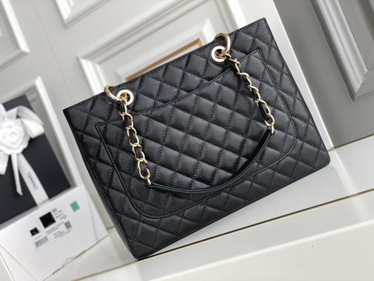 Bolso grande del totalizador GST de las compras de Chanel Lychee Leather Caviar Grand