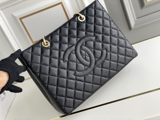 Bolso grande del totalizador GST de las compras de Chanel Lychee Leather Caviar Grand