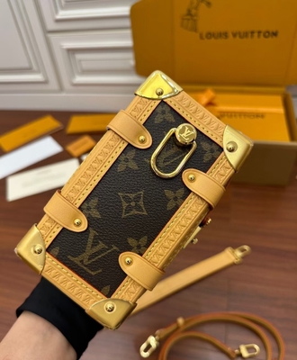 Maleta lateral Presbyopic del bolso del monograma P.M. del tronco de Louis Vuitton LV de la lona de Brown