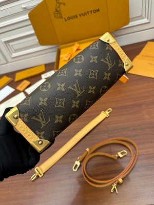 Maleta lateral Presbyopic del bolso del monograma P.M. del tronco de Louis Vuitton LV de la lona de Brown