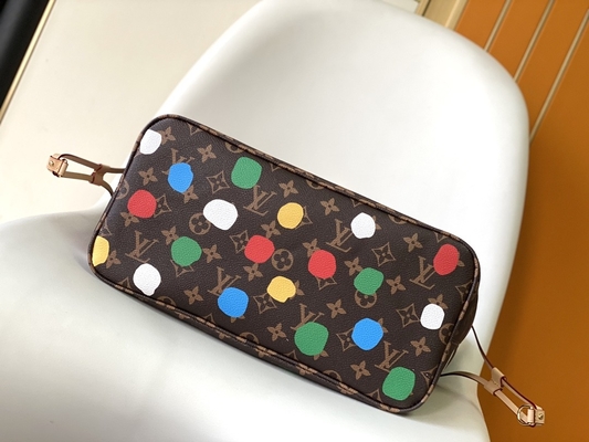 bolso negro del monograma del LV X Yayoi Kusama Louis Vuitton Neverfull milímetro multicolor