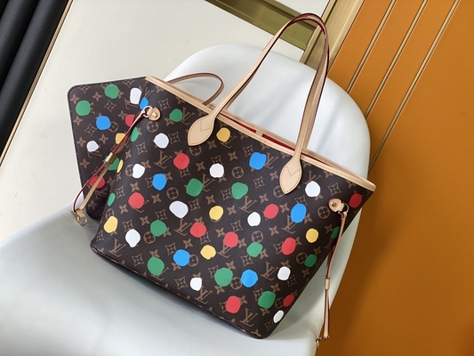 bolso negro del monograma del LV X Yayoi Kusama Louis Vuitton Neverfull milímetro multicolor