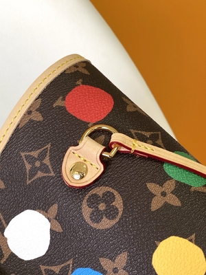 bolso negro del monograma del LV X Yayoi Kusama Louis Vuitton Neverfull milímetro multicolor