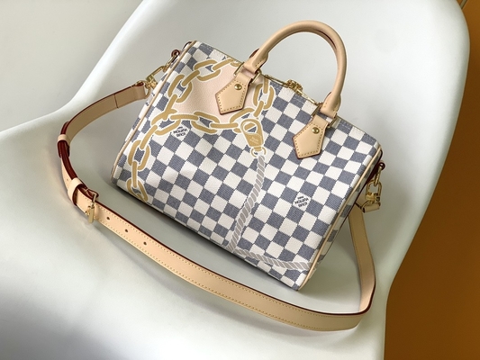Lona revestida Louis Vuitton Damier Azur rápido 25 M46390