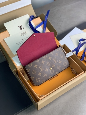 Mini guarnición fucsia del LV Felicie Pochette Monogram Bag Wallet