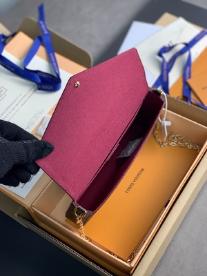 Mini guarnición fucsia del LV Felicie Pochette Monogram Bag Wallet