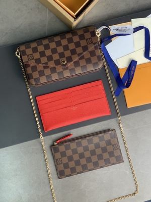 Mini guarnición fucsia del LV Felicie Pochette Monogram Bag Wallet