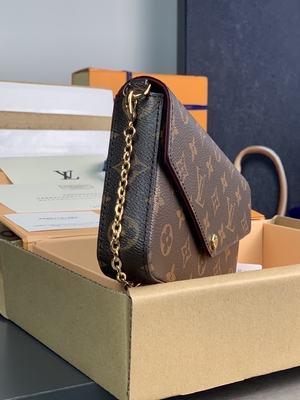 Mini guarnición fucsia del LV Felicie Pochette Monogram Bag Wallet