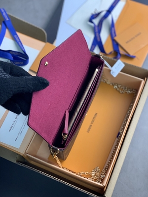 Mini guarnición fucsia del LV Felicie Pochette Monogram Bag Wallet