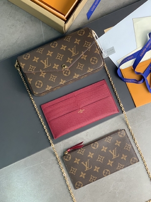 Mini guarnición fucsia del LV Felicie Pochette Monogram Bag Wallet