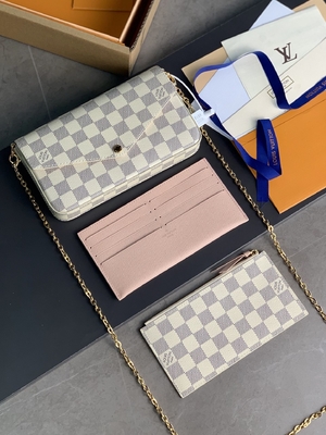 Mini guarnición fucsia del LV Felicie Pochette Monogram Bag Wallet