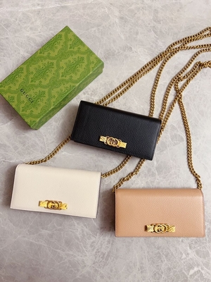 Cartera de cuero rosa clara de Mini Designer Purses Gucci Python en el WOC de cadena con entrelazar G