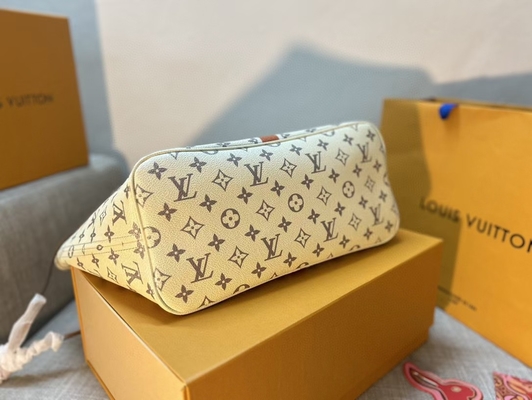 Bolso beige del monograma para mujer de Louis Vuitton Preloved Branded Bag Neverfull