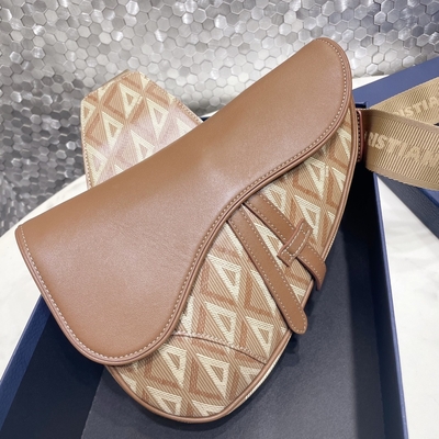 Bolso Diamond Canvas And Smooth Leather Dior Wallet Saddle de la honda de la silla de montar del CD