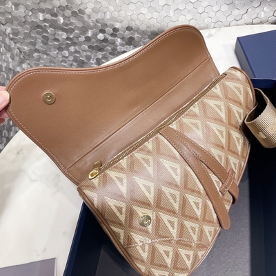 Bolso Diamond Canvas And Smooth Leather Dior Wallet Saddle de la honda de la silla de montar del CD