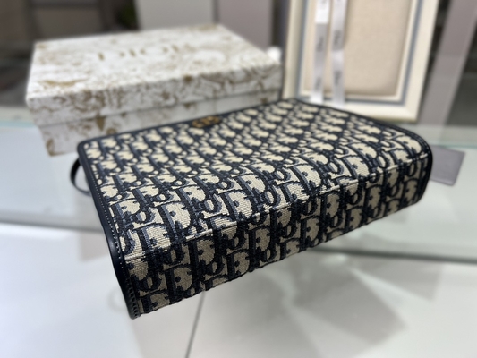 2 en 1 telar jacquar oblicuo azul de la bolsa de Mini Dior 30 Montaigne