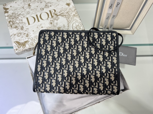 2 en 1 telar jacquar oblicuo azul de la bolsa de Mini Dior 30 Montaigne