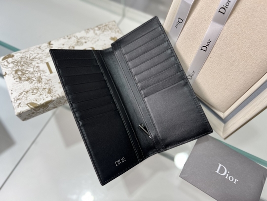 CD vertical grabado en relieve Christian Dior Mens Wallet Diamond Zippered