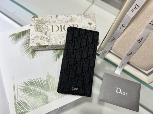 CD vertical grabado en relieve Christian Dior Mens Wallet Diamond Zippered