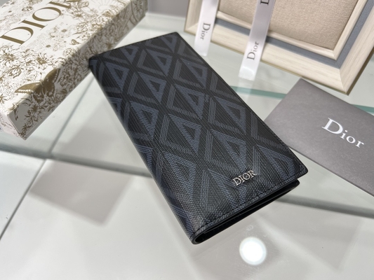 CD vertical grabado en relieve Christian Dior Mens Wallet Diamond Zippered