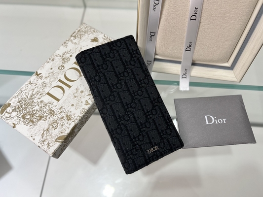 CD vertical grabado en relieve Christian Dior Mens Wallet Diamond Zippered