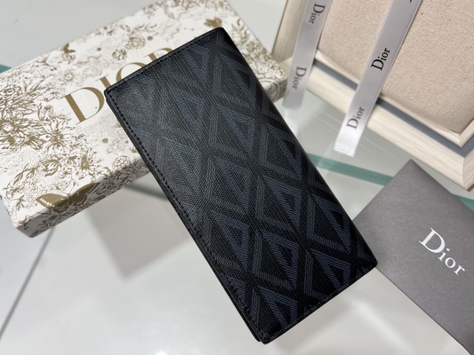 CD vertical grabado en relieve Christian Dior Mens Wallet Diamond Zippered