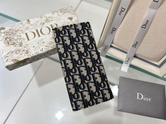 CD vertical grabado en relieve Christian Dior Mens Wallet Diamond Zippered