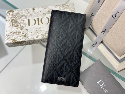 CD vertical grabado en relieve Christian Dior Mens Wallet Diamond Zippered