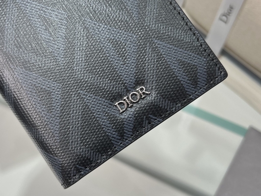 CD vertical grabado en relieve Christian Dior Mens Wallet Diamond Zippered