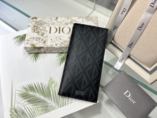 CD vertical grabado en relieve Christian Dior Mens Wallet Diamond Zippered