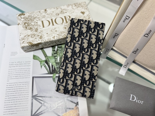 CD vertical grabado en relieve Christian Dior Mens Wallet Diamond Zippered